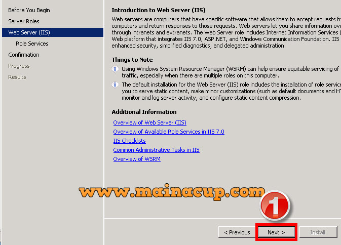 การติดตั้ง IIS7 บน Windows Server 2008 R2
