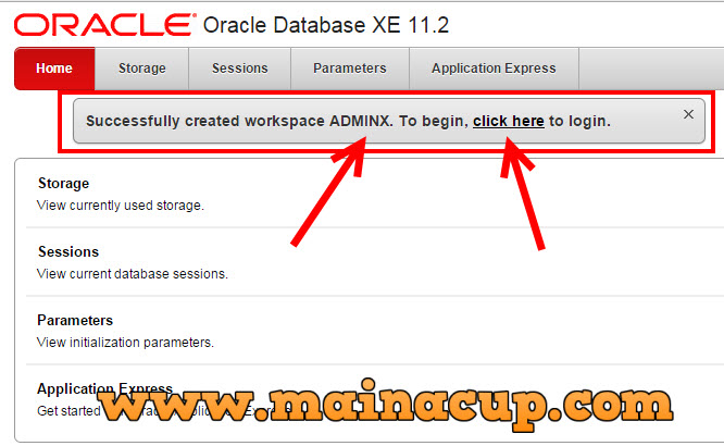 การสร้าง Workspace ในเพื่อใช้งาน Oracle Application Express