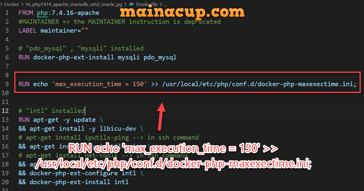 การตั้งค่า max_execution_time docker file