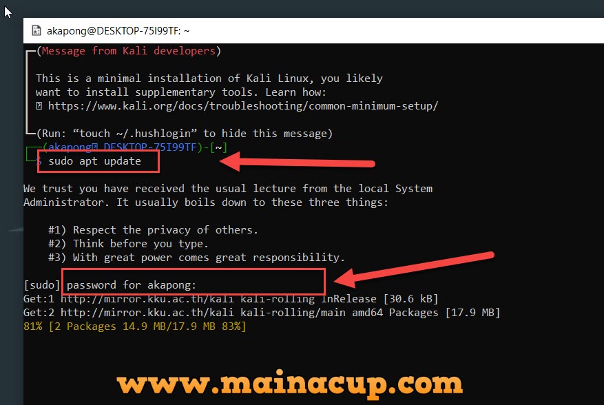 ติดตั้ง GUI Kali Linux WSL2 บน Windows 10