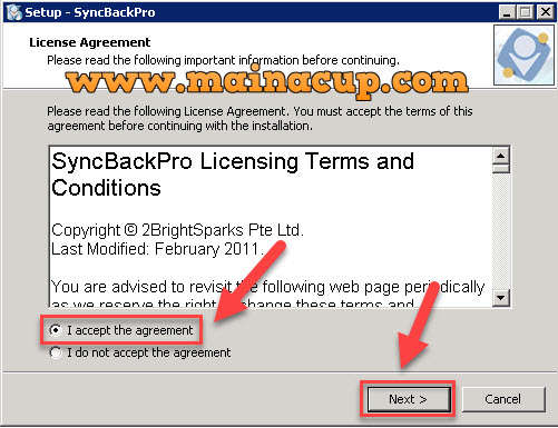 การติดตั้งโปรแกรม Syncback Backup
