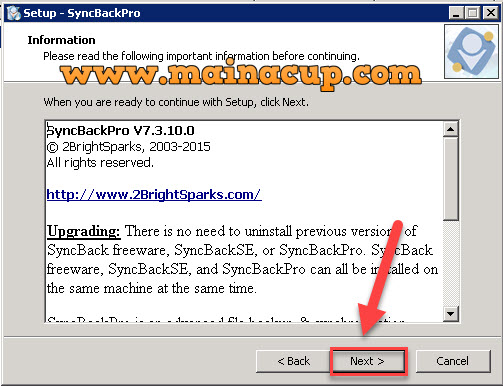การติดตั้งโปรแกรม Syncback Backup