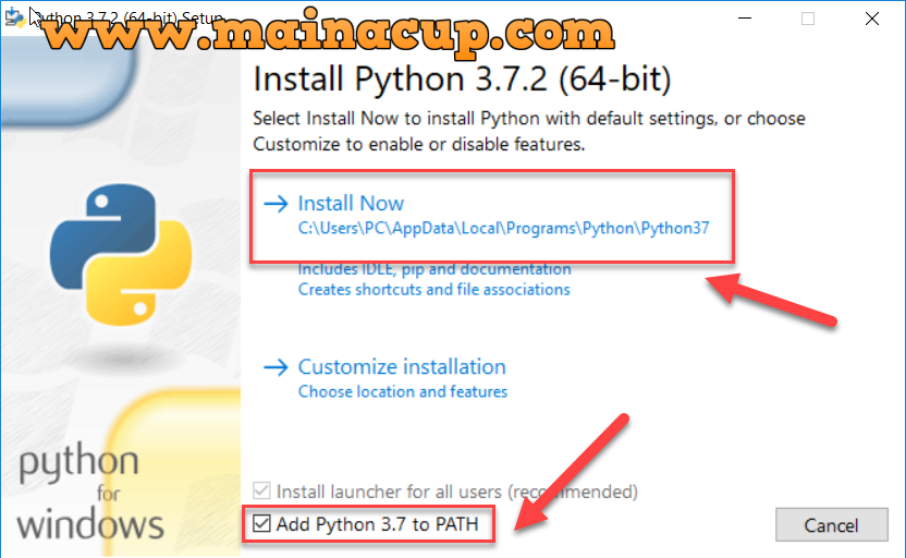 การติดตั้ง python 3.7 บน Windows