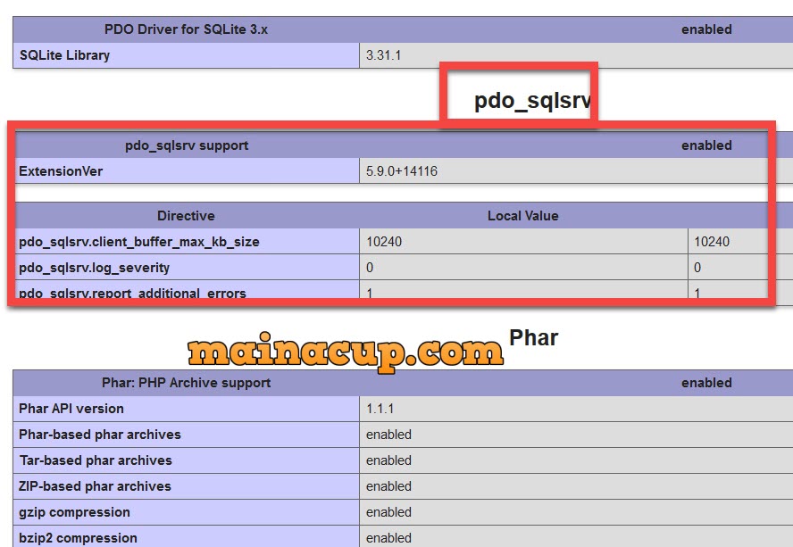 ติดตั้ง SQLSRV Extension สำหรับ php 7.4 Microsoft Drivers for PHP for SQL Server