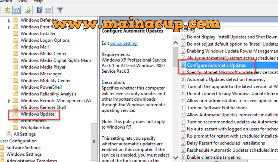 วิธีป้องกัน Prevent Windows Server 2012 from forcing a reboot after updates