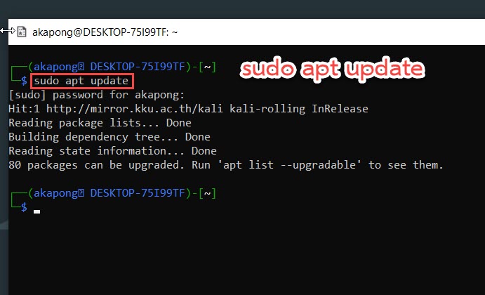 ติดตั้ง vsfptd บน Kali Linux ด้วย WSL2 Windows10