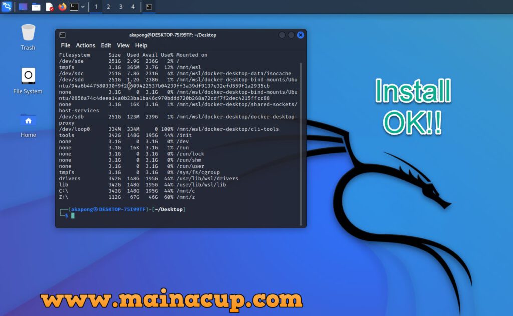 ติดตั้ง GUI Kali Linux WSL2 บน Windows 10