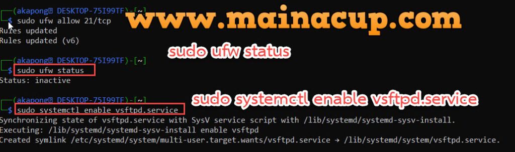 ติดตั้ง vsfptd บน Kali Linux ด้วย WSL2 Windows10