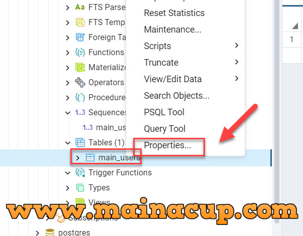 การตั้งค่า auto increment primary key PostgreSQL ด้วย PgAdmin 4