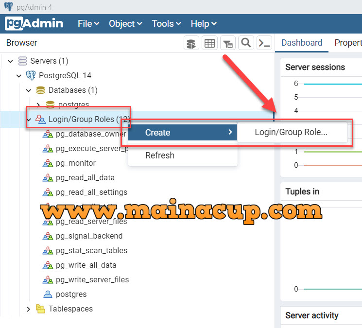 การสร้าง New User , New Database , Create Tables PostgreSQL ด้วย Pgadmin4