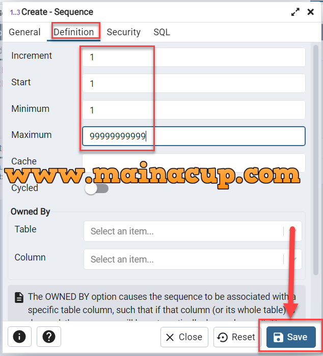 การสร้าง Sequence ใน PostgreSQL ด้วย PgAdmin4