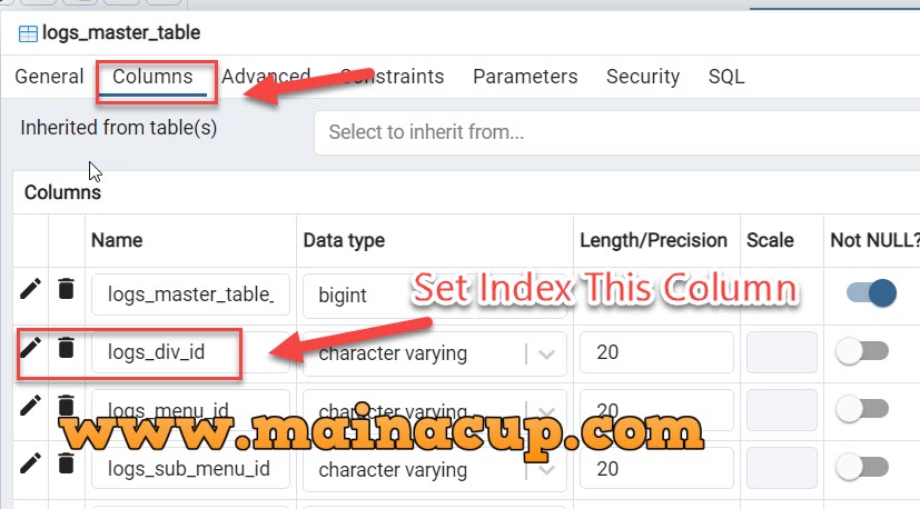 สร้าง index btree PostgreSQL ด้วย pgadmin4