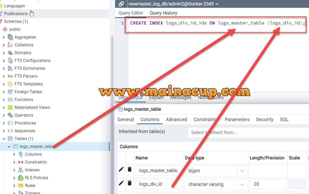 สร้าง index btree PostgreSQL ด้วย pgadmin4