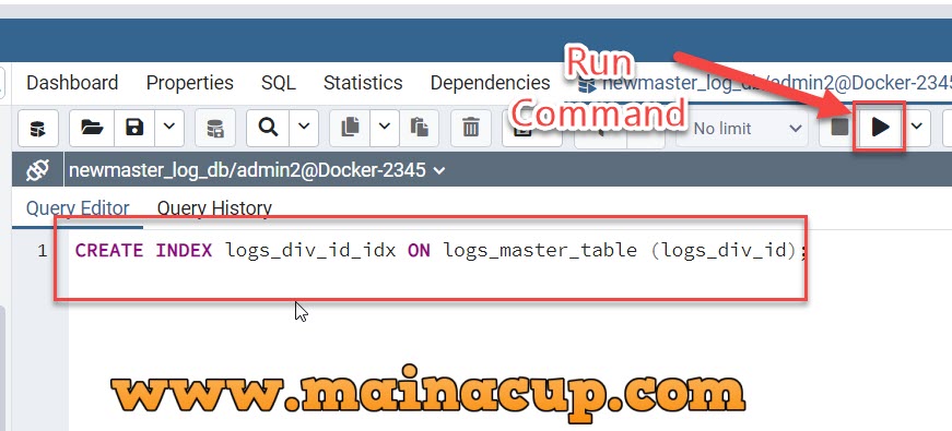 สร้าง index btree PostgreSQL ด้วย pgadmin4