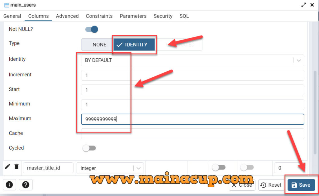 การตั้งค่า auto increment primary key PostgreSQL ด้วย PgAdmin 4