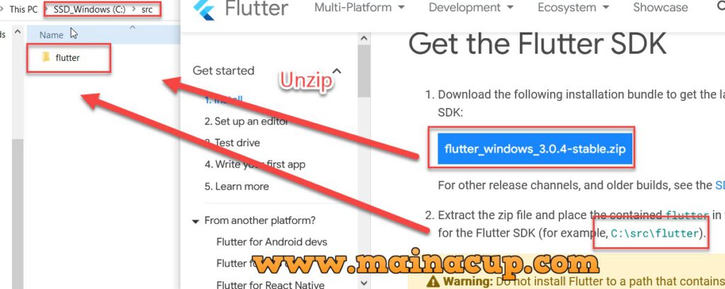 คิดตั้ง Flutter บน Windows 10 install flutter windows 10 with android studio